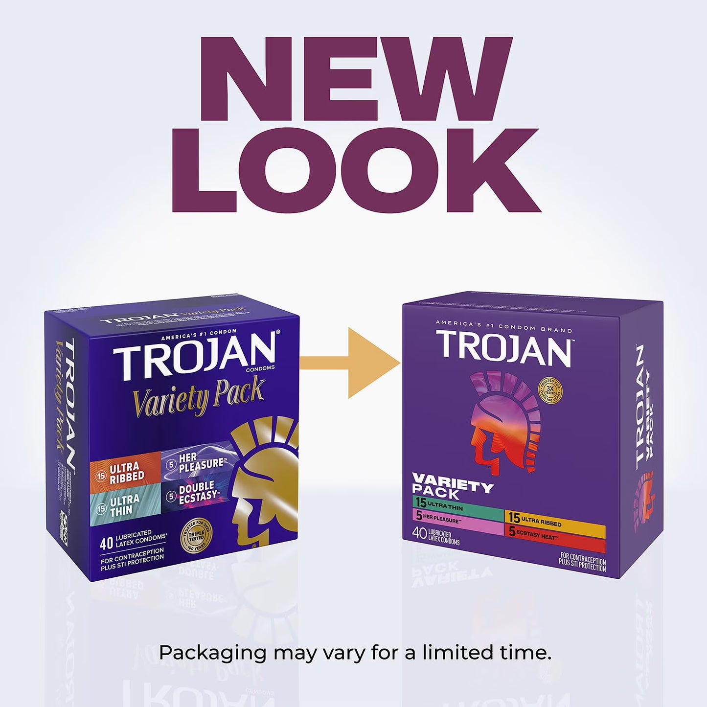 Trojan Variety Pack Lubricated Latex Condoms, 40 ct.