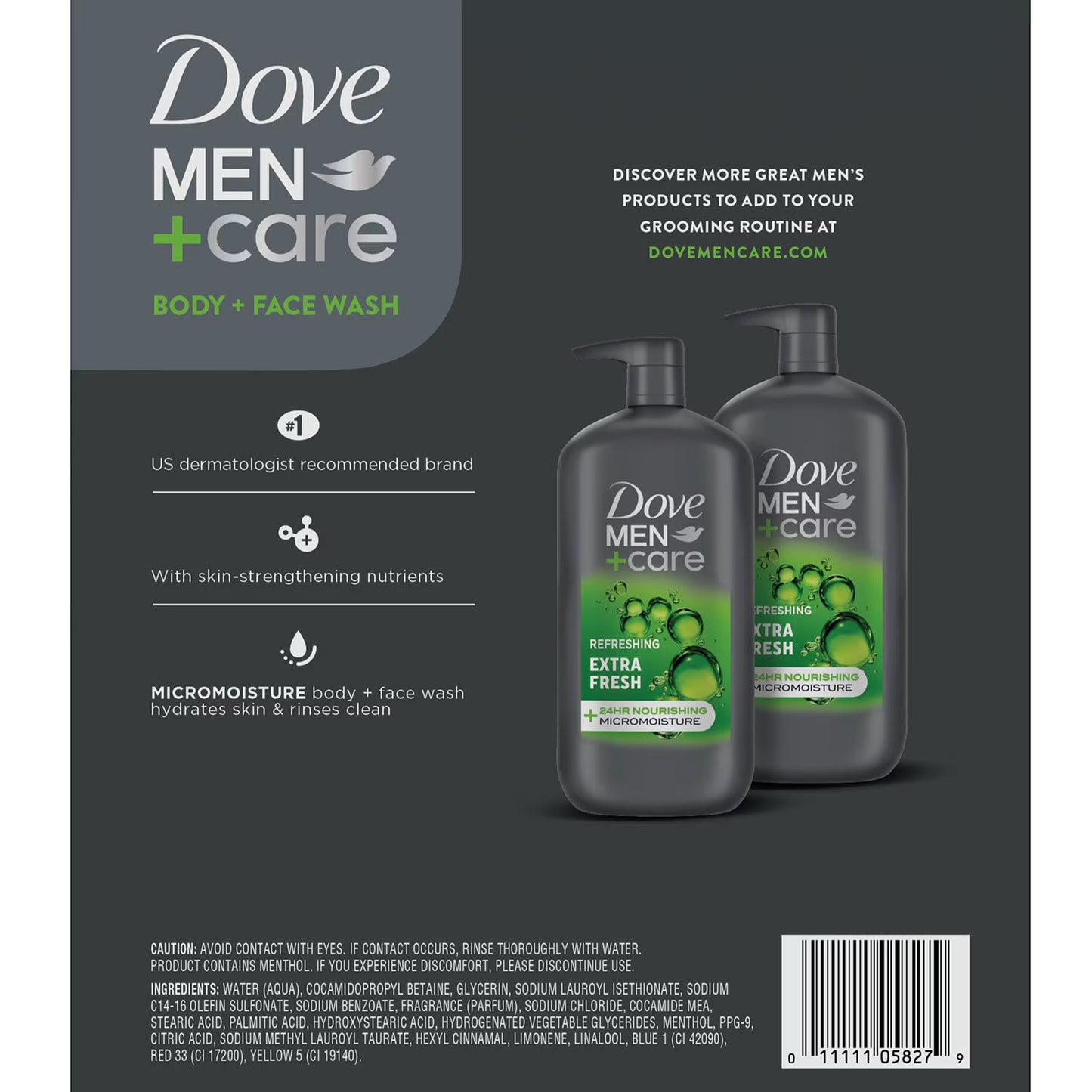 Dove Men+Care Extra Fresh Body Wash, 30 fl. oz., 2 pk.