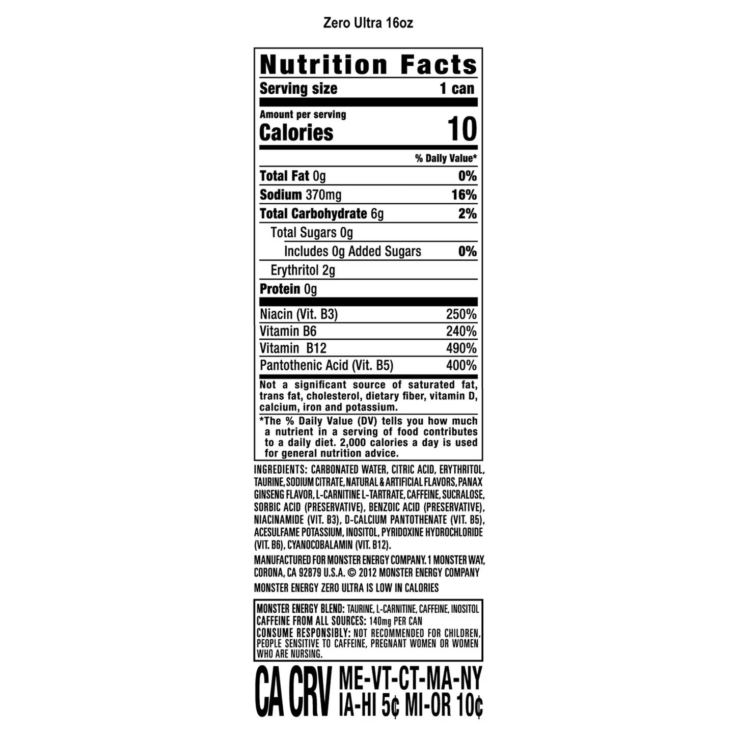 Monster Energy Zero Ultra 16 fl. oz., 24 pk.