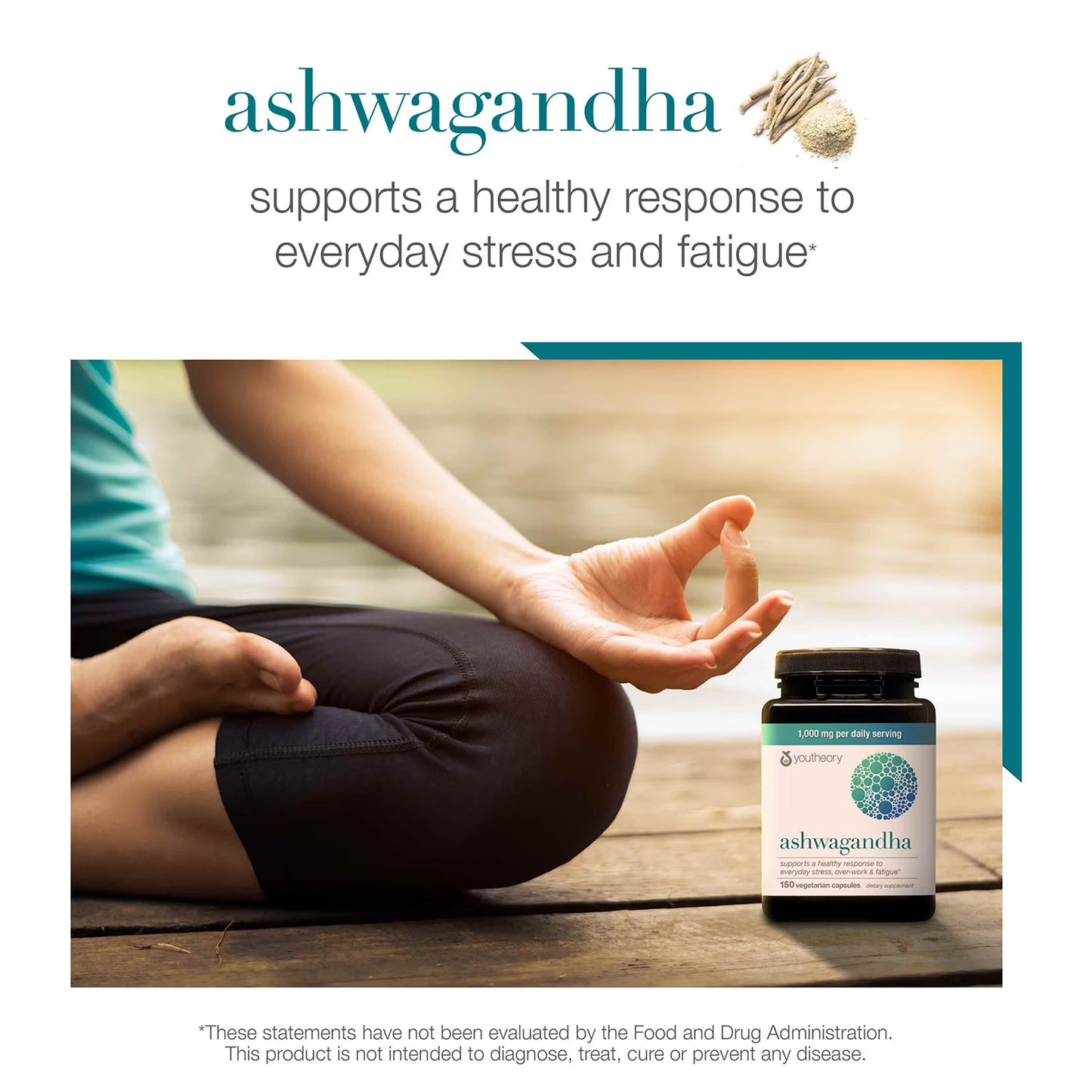 Youtheory Ashwagandha 1000 mg. Vegetarian Capsules, 150 ct.