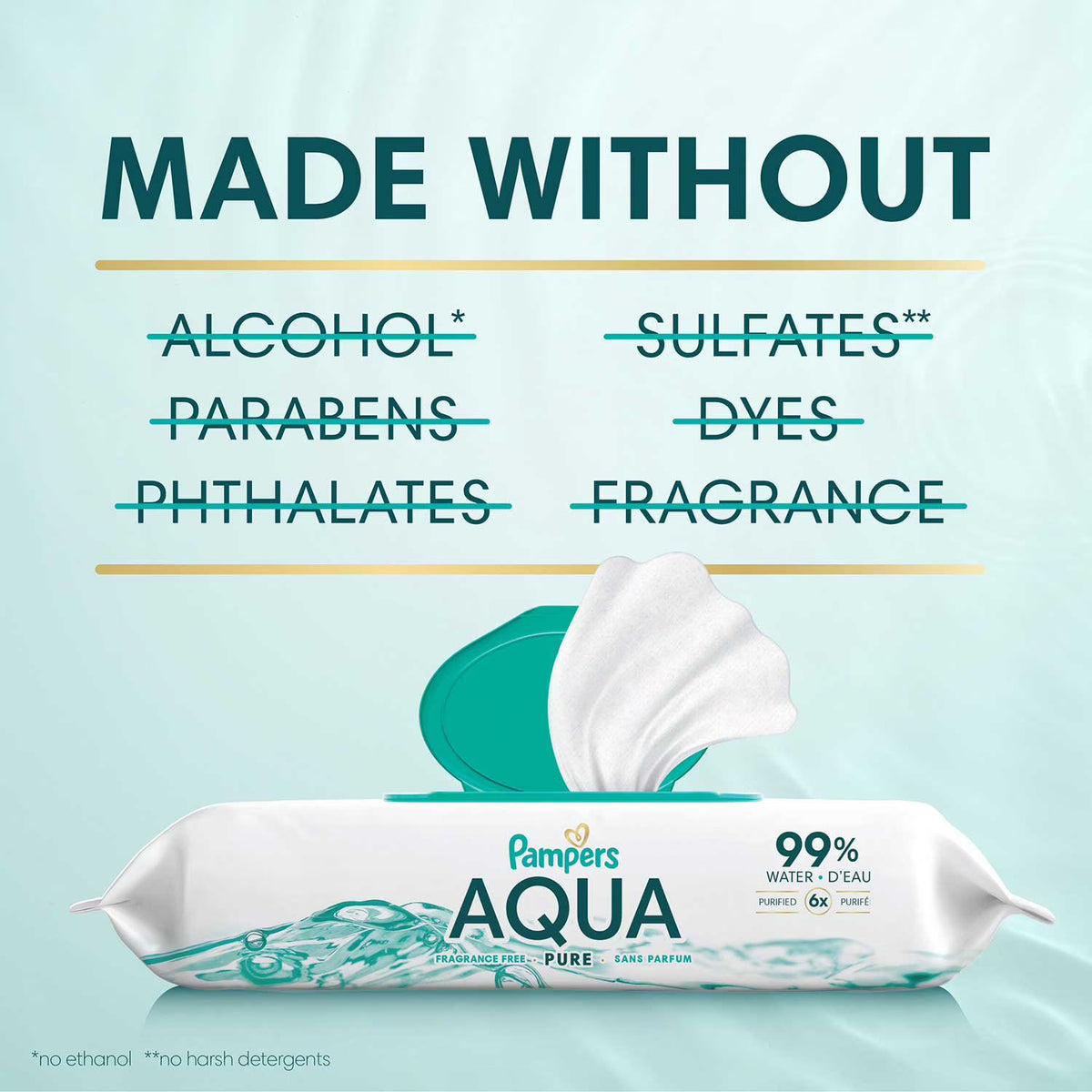 Pampers Aqua Pure Baby Wipes, Fragrance Free, 13 pk., 728 Wipes
