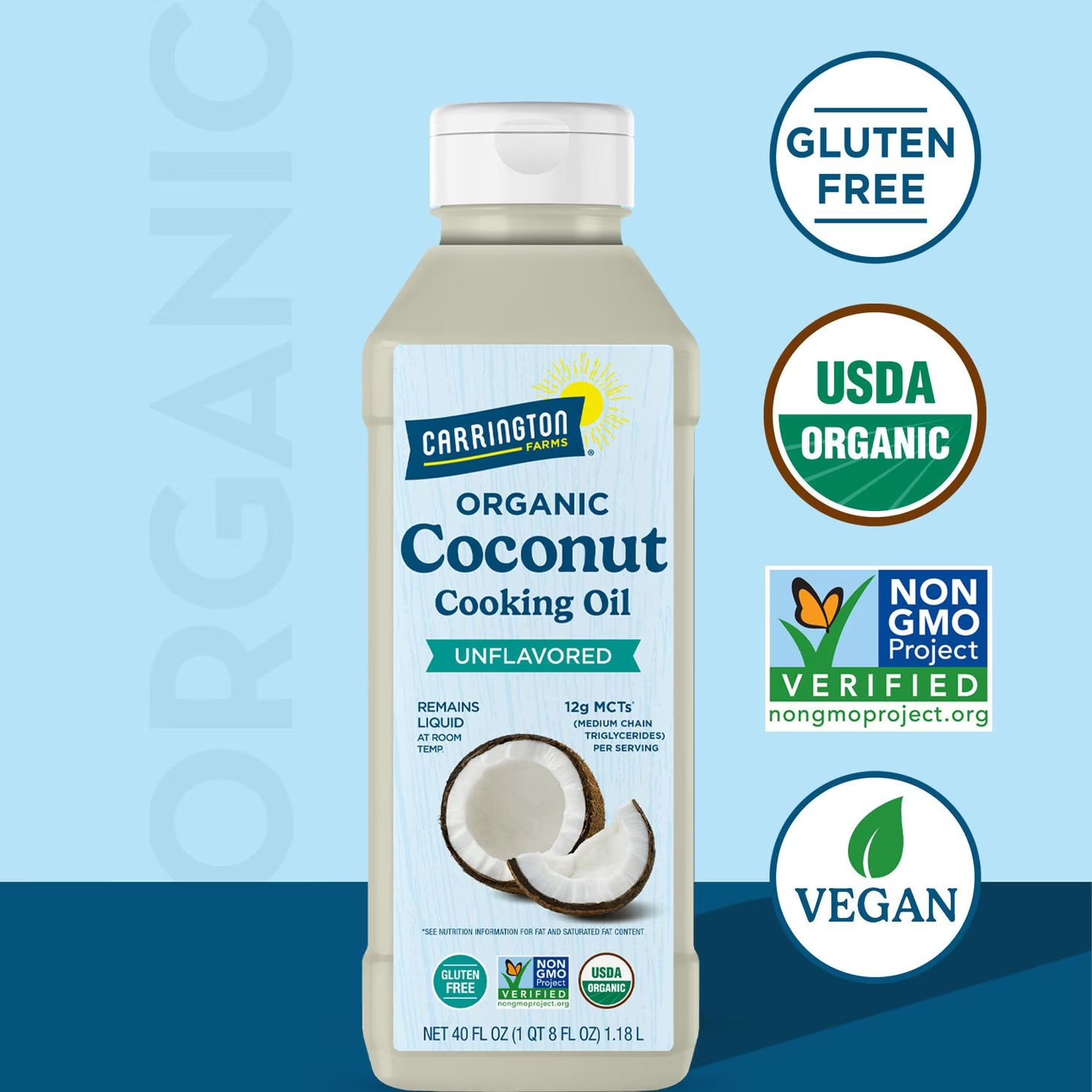 Carrington Farms Liquid Coconut Cooking Oil, 40 oz.