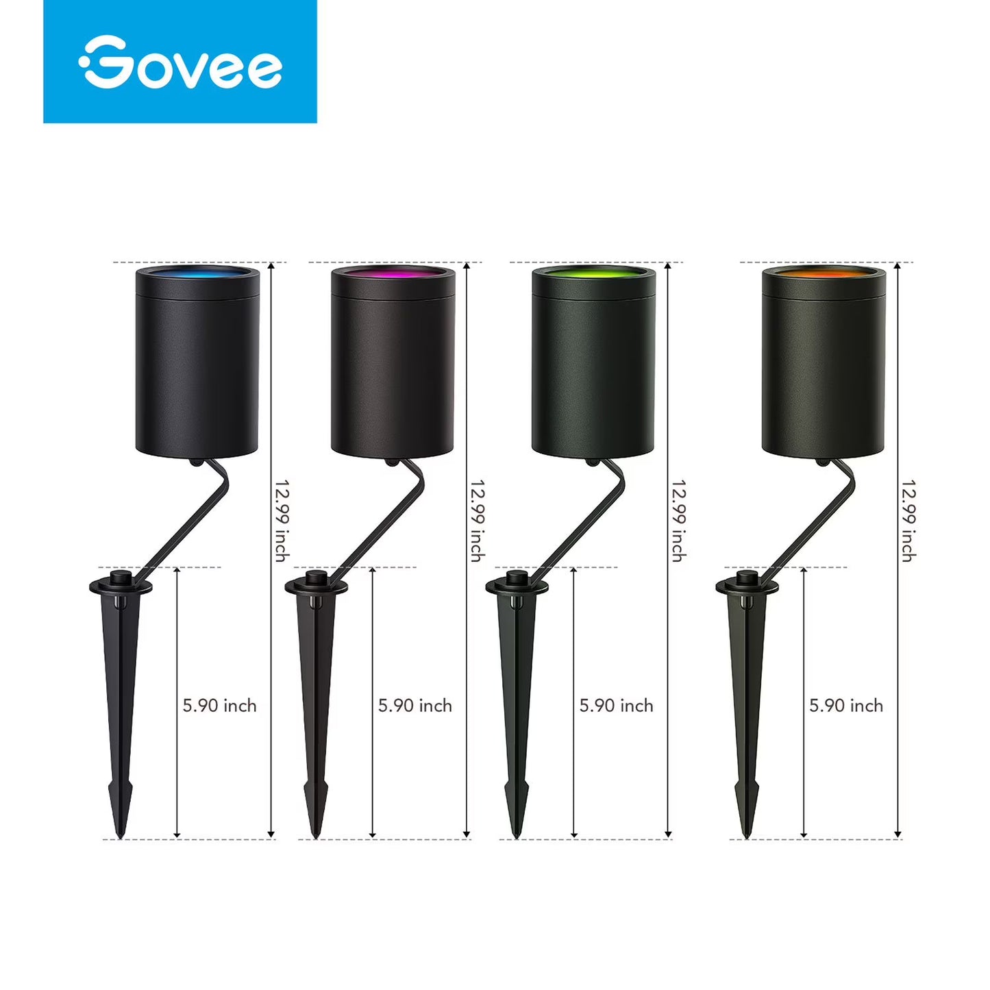 Govee RGBIC Outdoor Spotlights, 4pk.