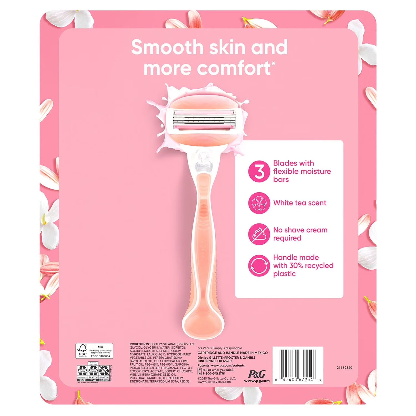 Venus Comfortglide Women's Razor Handle + 12 Cartridges, White Tea