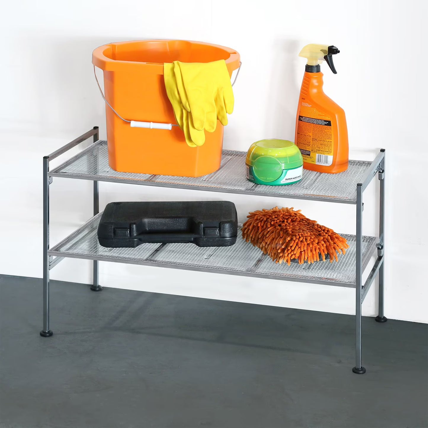 Seville Classics 2-Tier Steel Mesh Utility Shoe Rack, 26.25" W x 11.75" D x 15.75" H