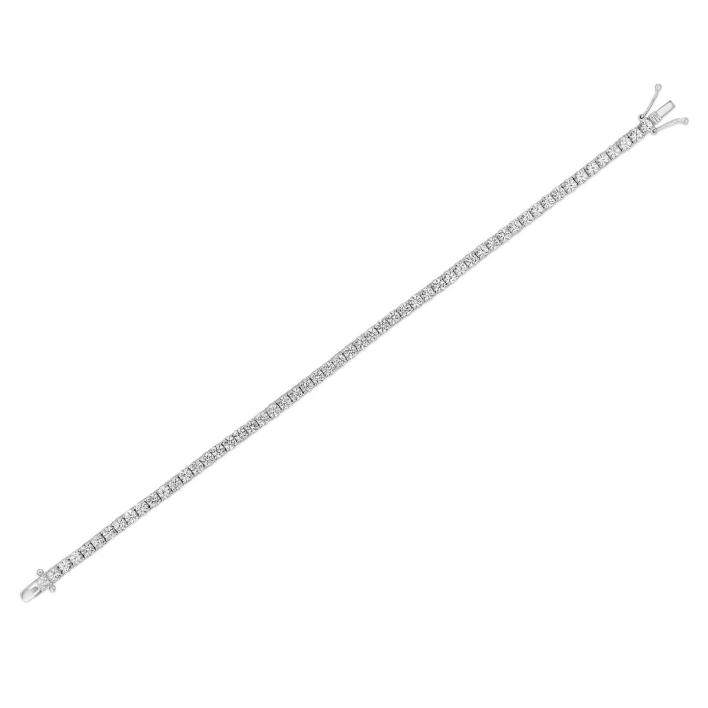 Lab Created White Sapphire Round Cut Gemstone Tennis Bracelet in Sterling Silver