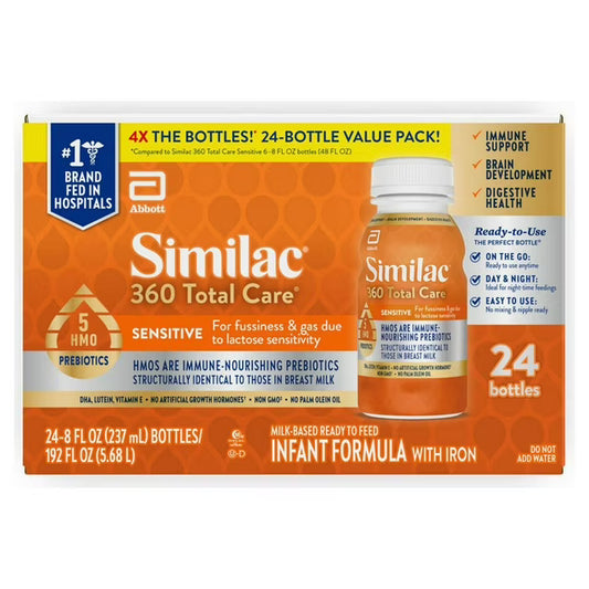Similac 360 Total Care Sensitive Infant Formula, Ready to Feed, 8 fl. oz., 24 ct.
