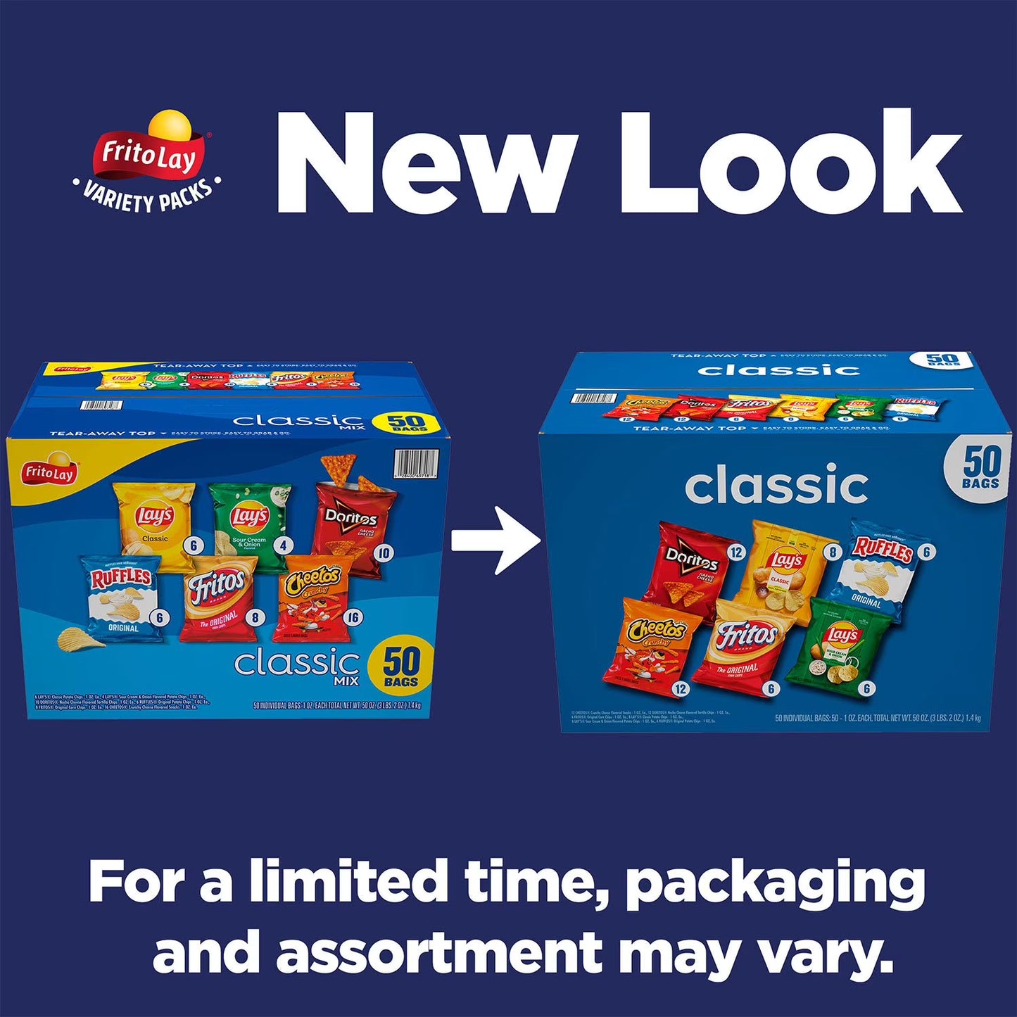 Frito-Lay Classic Mix Variety Pack Chips, 50 pk.