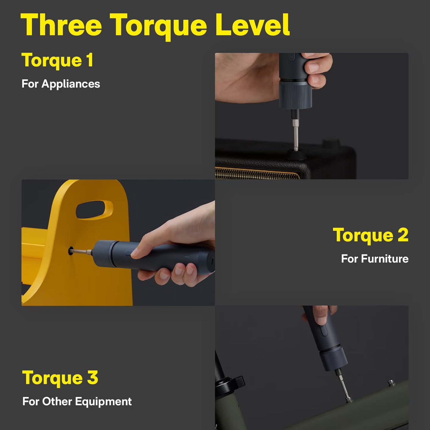 HOTO 3.6V Electric Screwdriver Tool Kit, Rechargeable, Magnetic Case Lid, 3 Torque Settings, 1500mAh Battery, LED Light