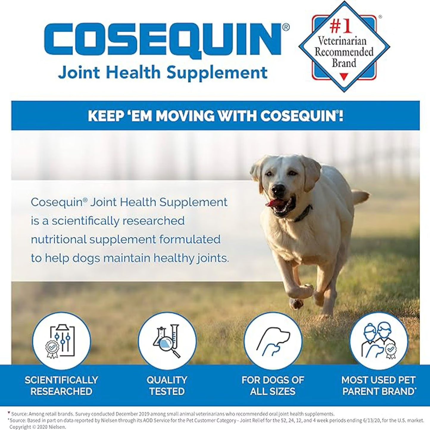 Nutramax Cosequin Maximum Strength Joint Health Dog Supplement with MSM and Hyaluronic Acid, 180 ct.
