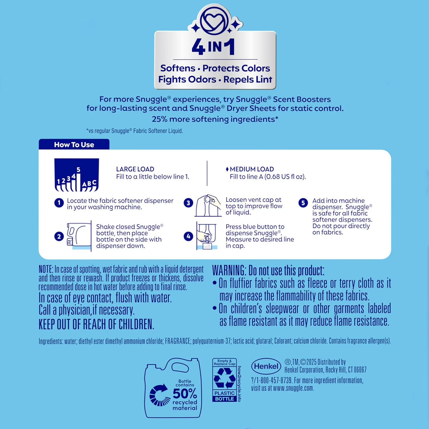 Snuggle Advanced Softness Liquid Fabric Softener, Blue Sparkle, 259 loads, 176 fl. oz.