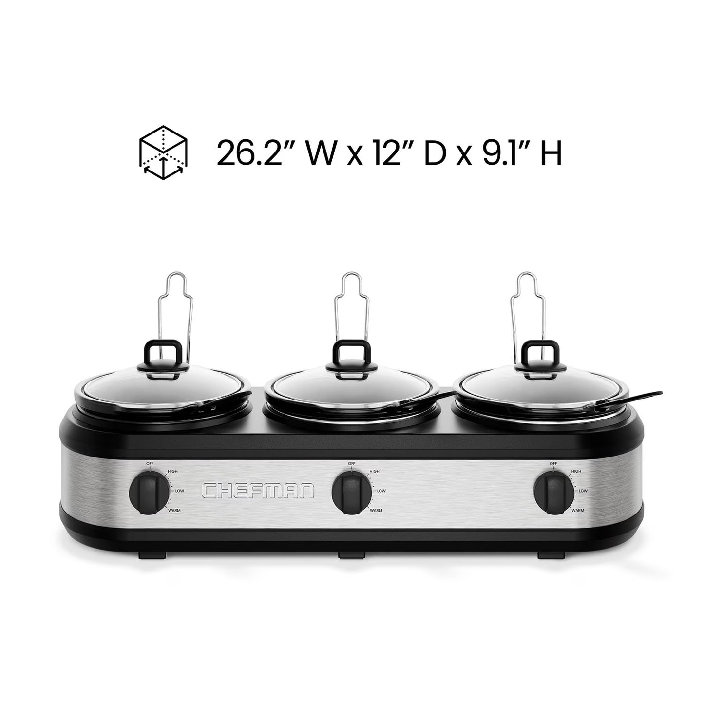 Chefman Stainless Steel Triple Slow Cooker & Buffet Server