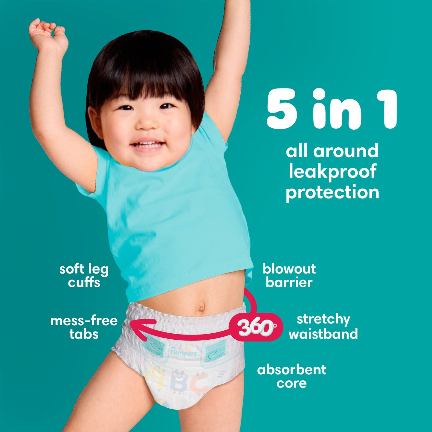 Pampers Cruisers 360 Diapers, Sizes 4-7