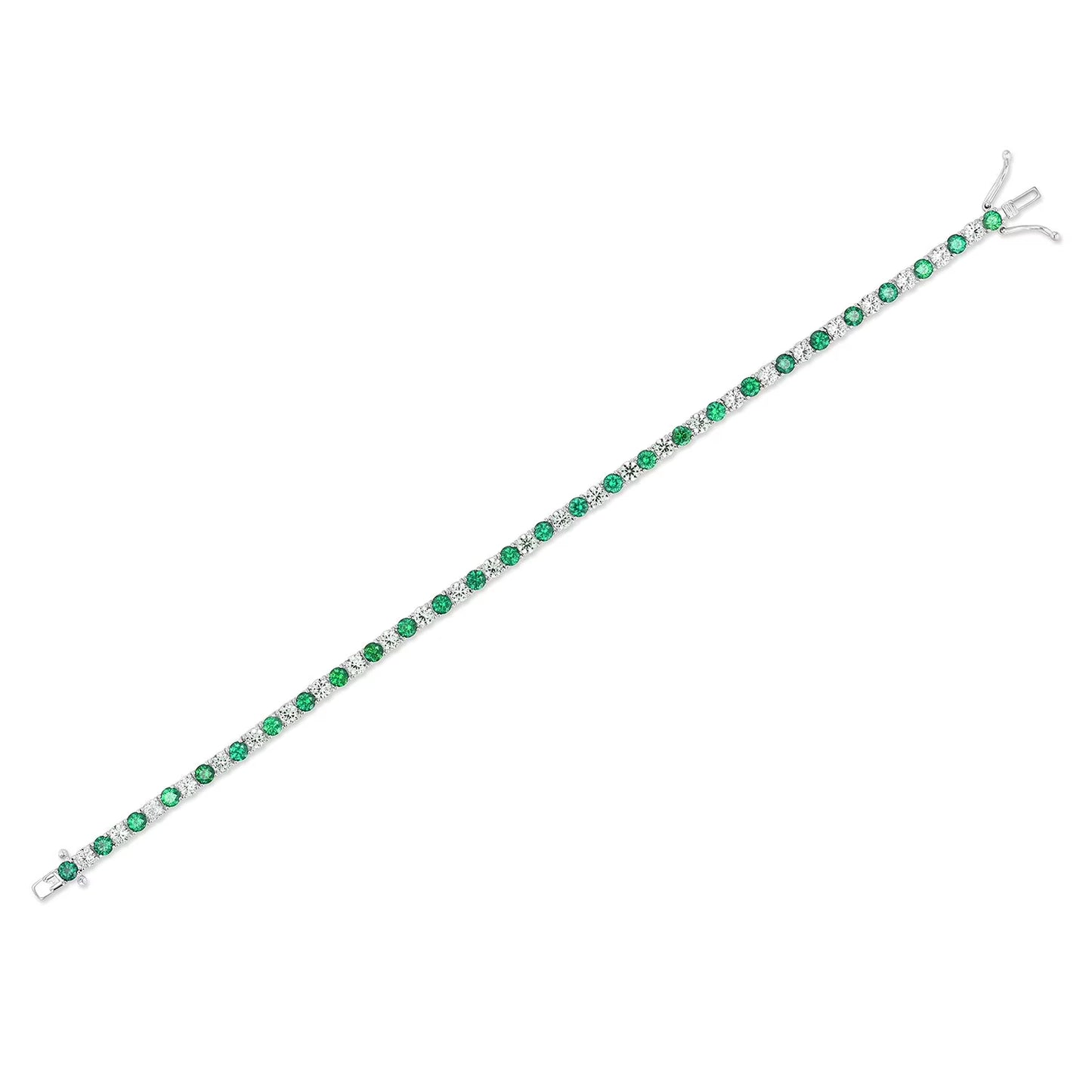 Lab Created White Sapphire Round Cut Gemstone Tennis Bracelet in Sterling Silver