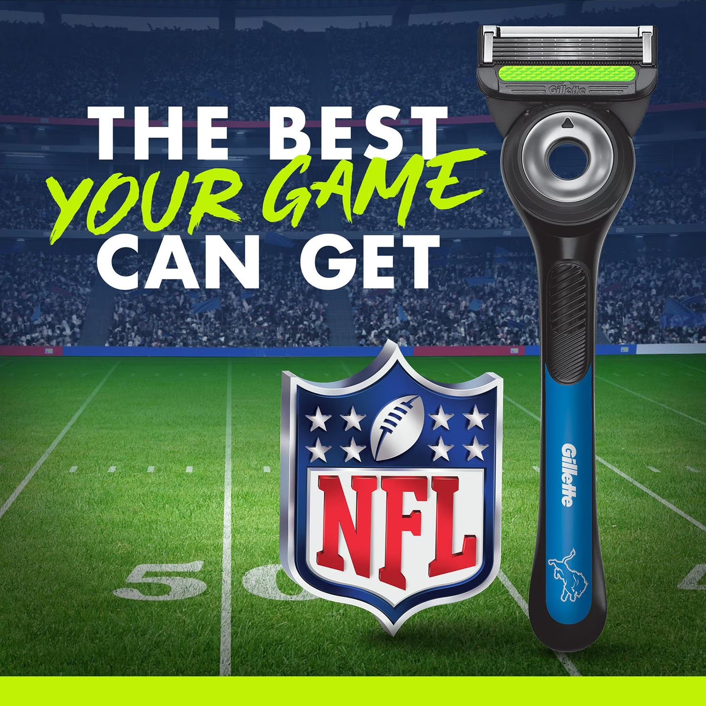 Gillette Labs NFL Detroit Lions Men's Razor, Handle + 8 Cartridges