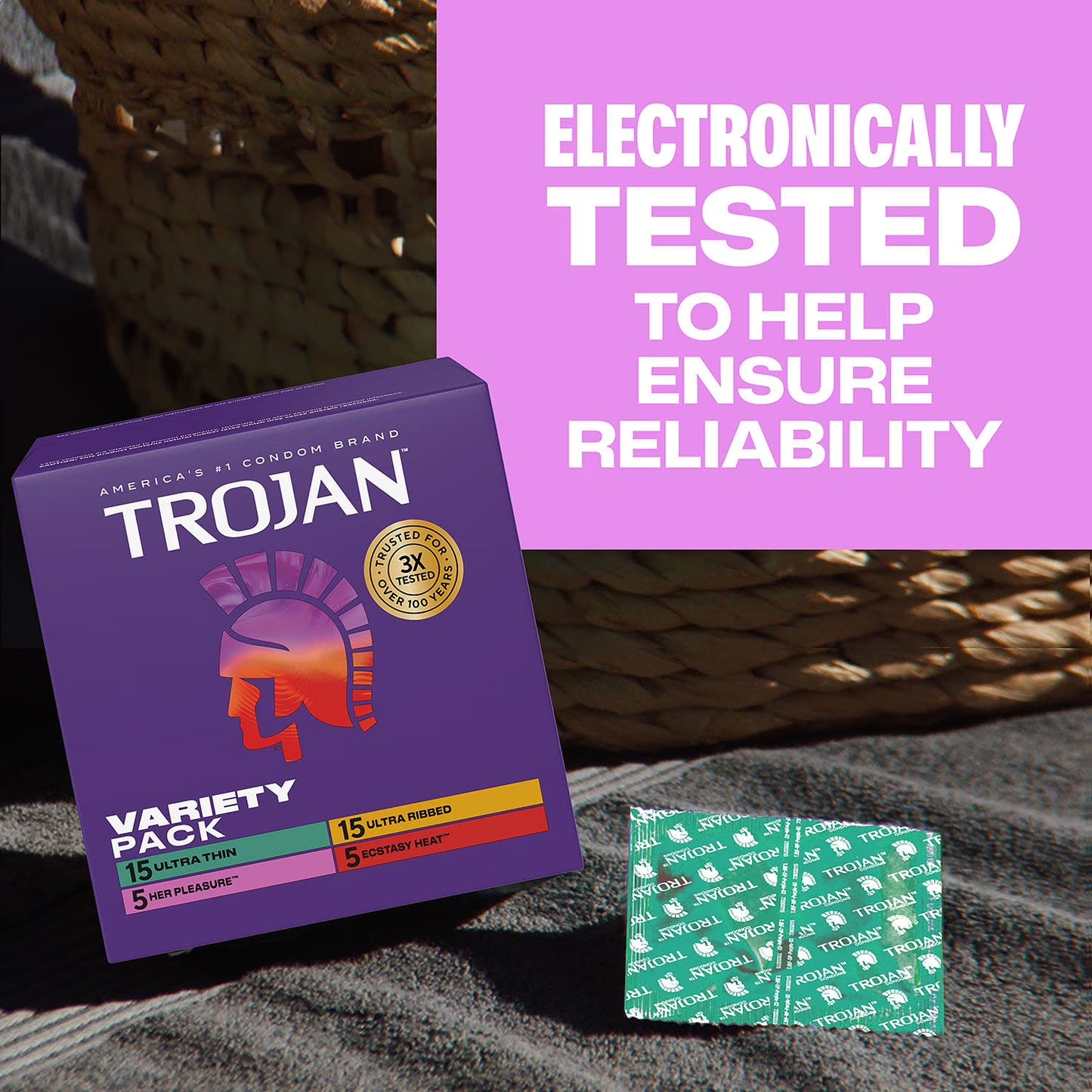 Trojan Variety Pack Lubricated Latex Condoms, 40 ct.