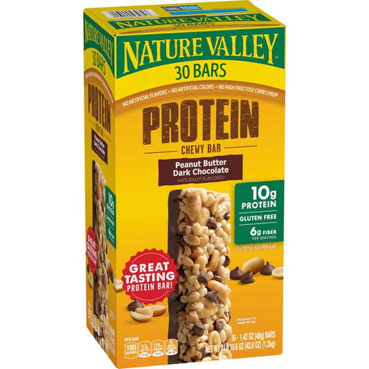 Nature Valley Peanut Butter Dark Chocolate Protein Chewy Bars, 30 ct.