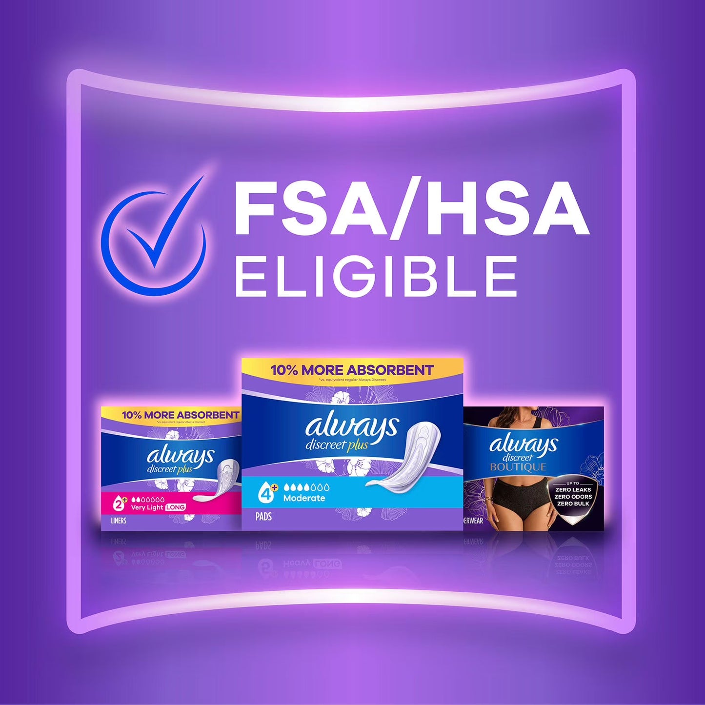 Always Discreet plus Incontinence Pads for Women, Moderate, 153 ct.