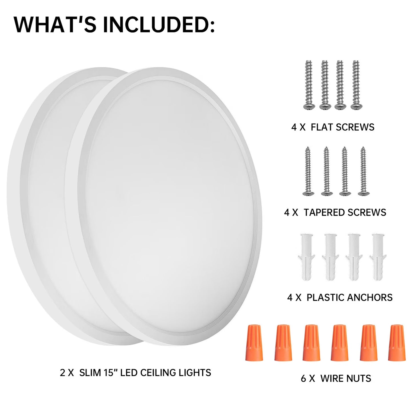 Cedar Hill 15" Ceiling Light 2500 Lumens, 2-Pack