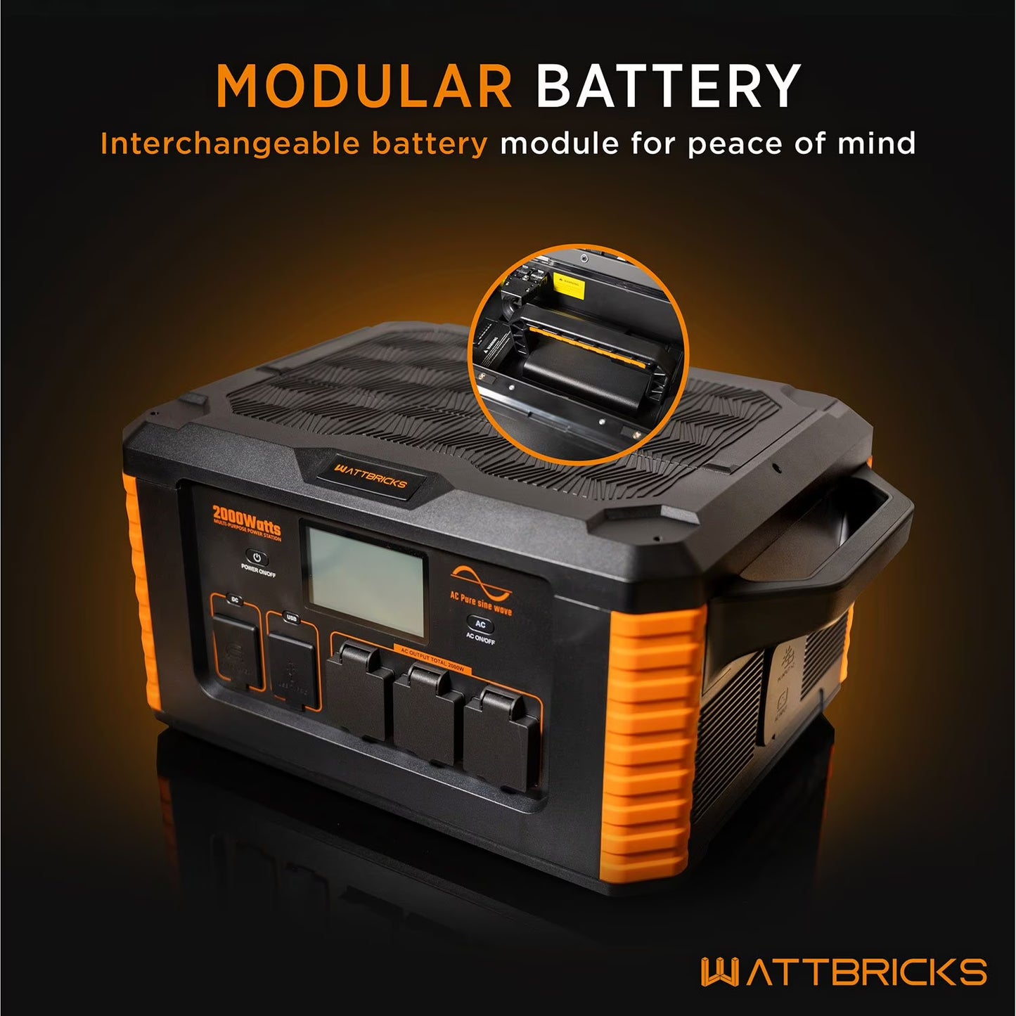 2,000 Watt Wattbricks Energy Inc. MP2000 Portable Power Station Solar Generator