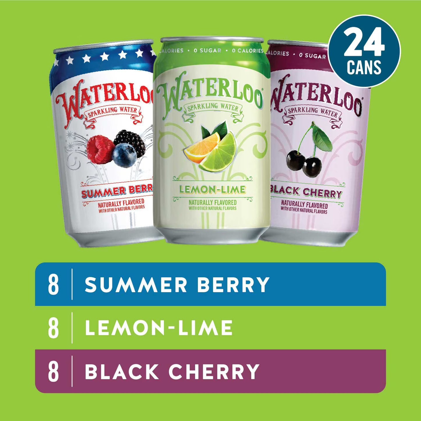 Waterloo Sparkling Water Variety Pack 12 fl. oz., 24 pk.