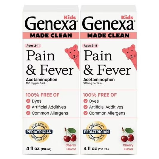 Genexa Kids' Pain & Fever Acetaminophen Liquid, Cherry, 4 fl. oz., 2 pk.