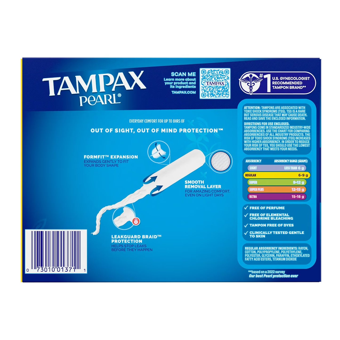 Tampax Pearl Regular Tampons, 96 ct.