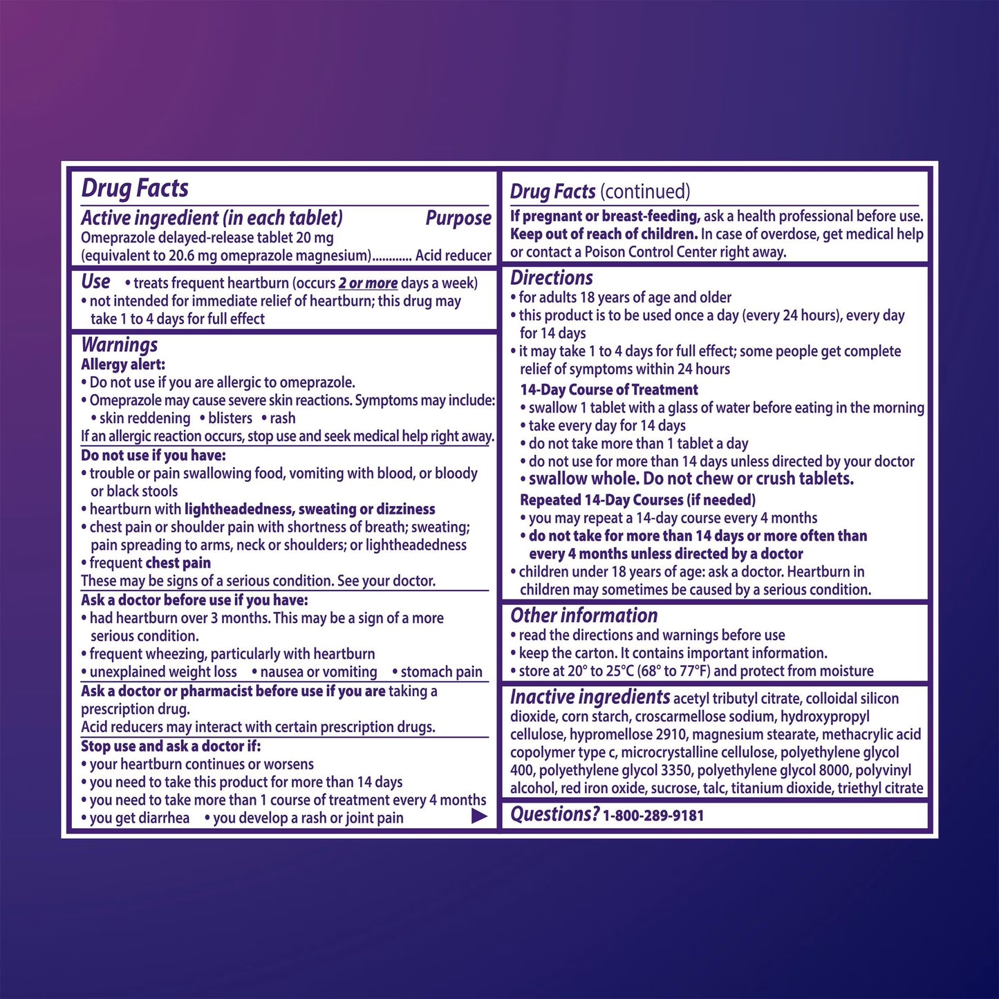 Prilosec OTC Heartburn & Acid Reducer Tablets, 20 mg, 42 ct.