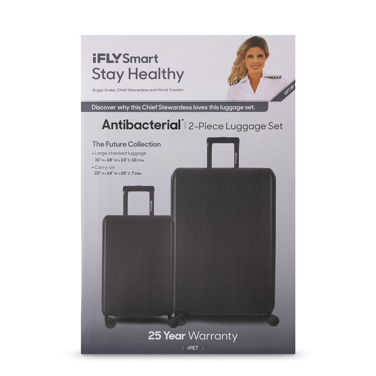 iFLY Smart Future Collection 2-Piece Antibacterial Travel Set, Choose Color