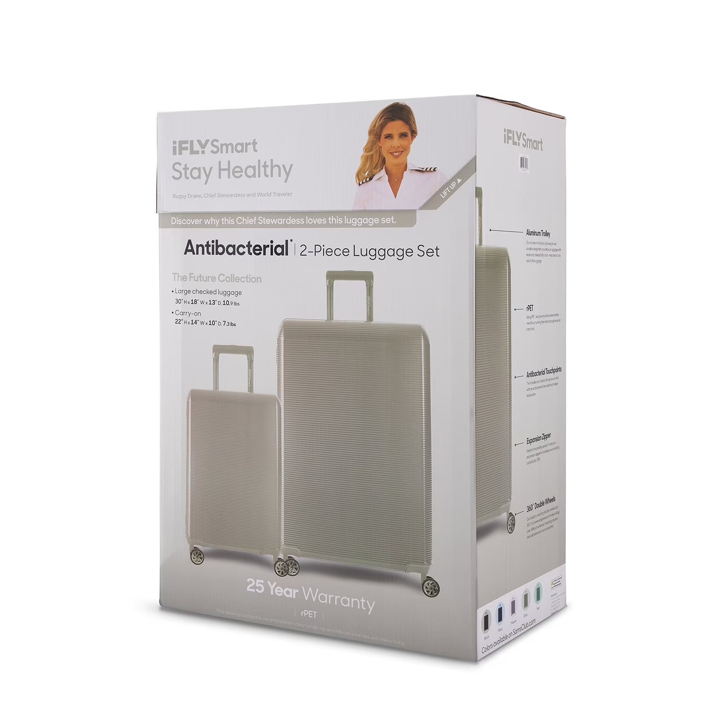 iFLY Smart Future Collection 2-Piece Antibacterial Travel Set, Choose Color