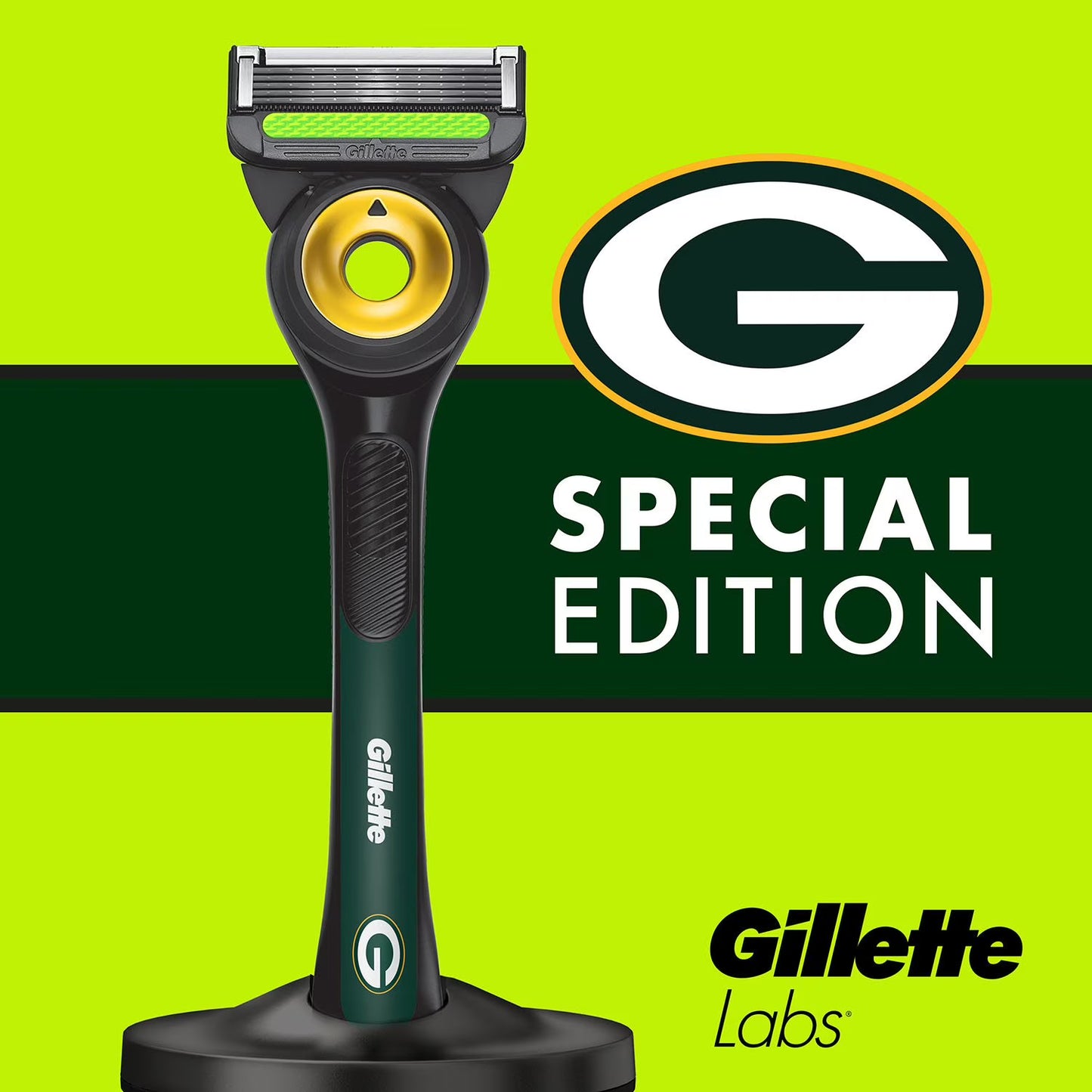 Gillette Labs NFL Green Bay Packers Men's Razor, Handle + 8 Cartridges