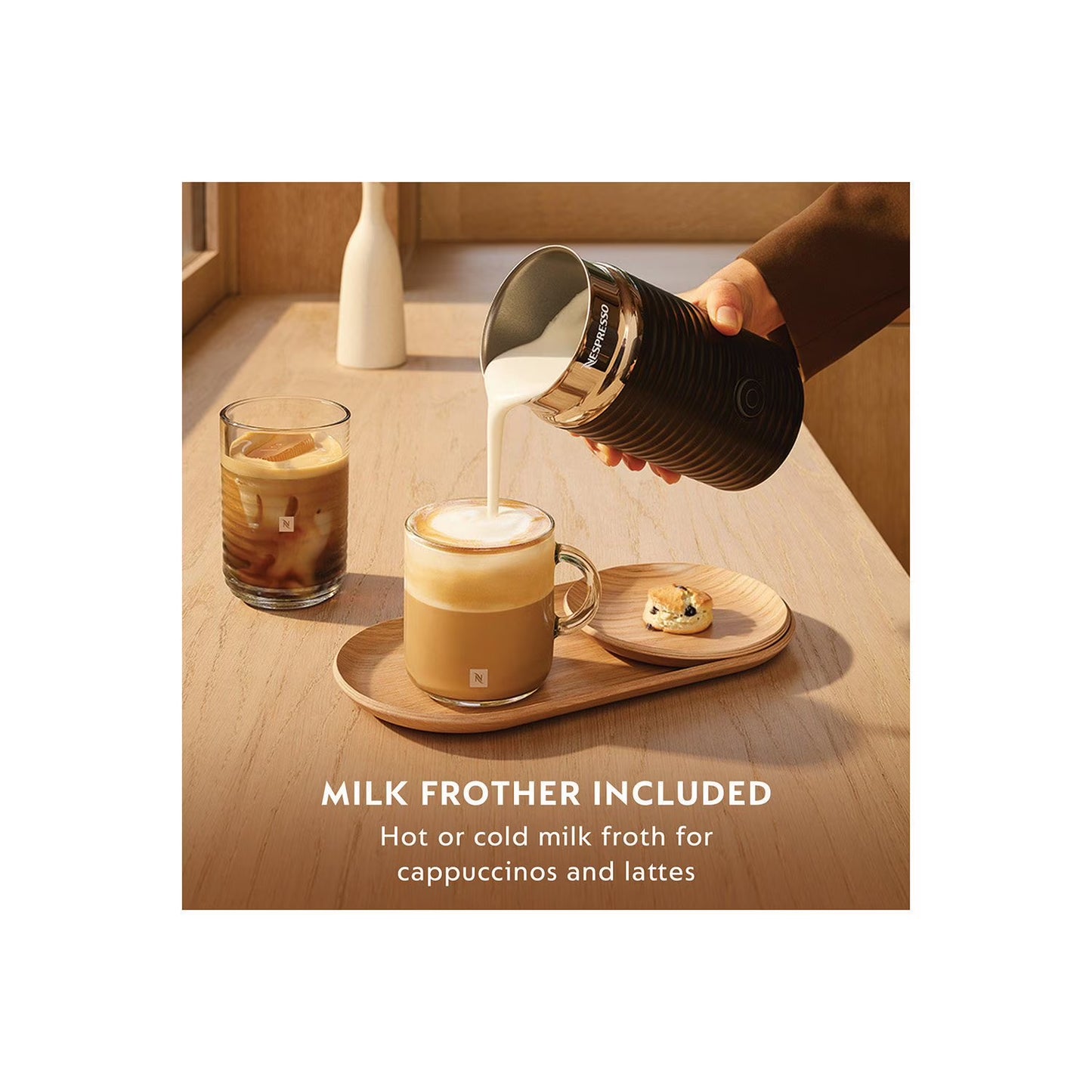 Nespresso Vertuo Pop+ Deluxe Coffee Maker with Milk Frother & Coffee Voucher