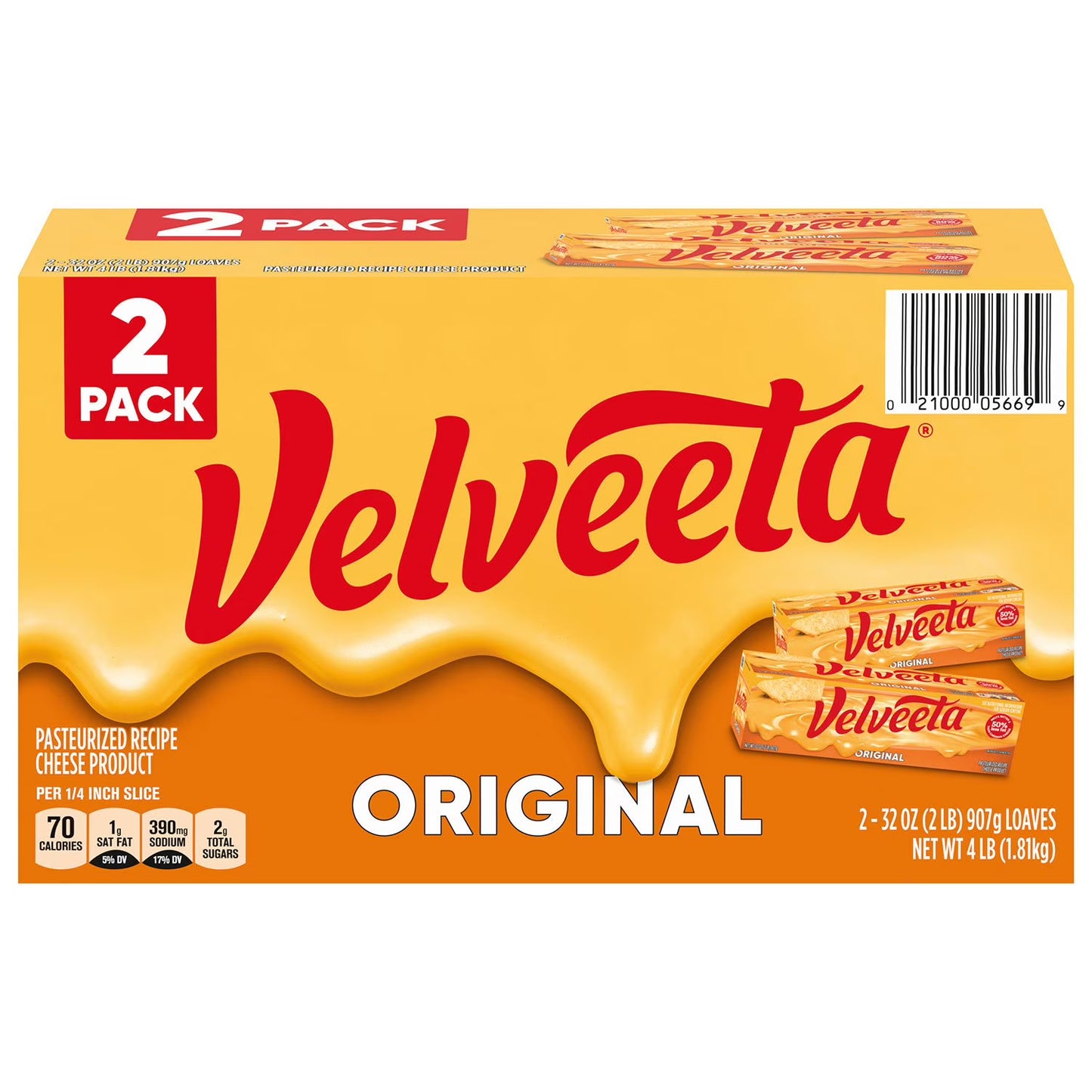 Velveeta Original Pasteurized Cheese Loaf 32 oz., 2 ct.