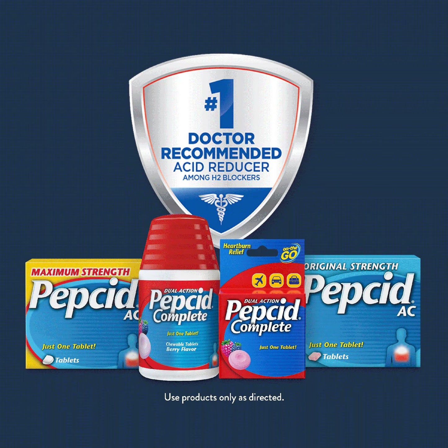 Pepcid Complete Acid Reducer + Antacid Chewable Tablets, Berry, 100 ct.
