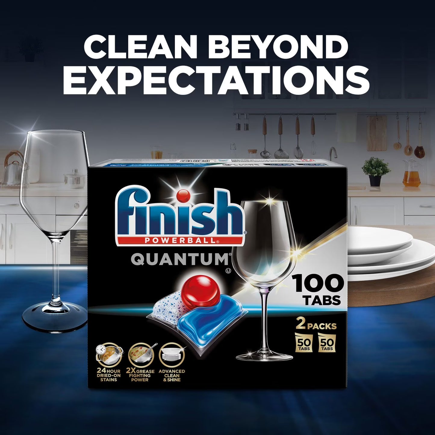 Finish Quantum Powerball Dishwasher Detergent Tablets 100 ct.