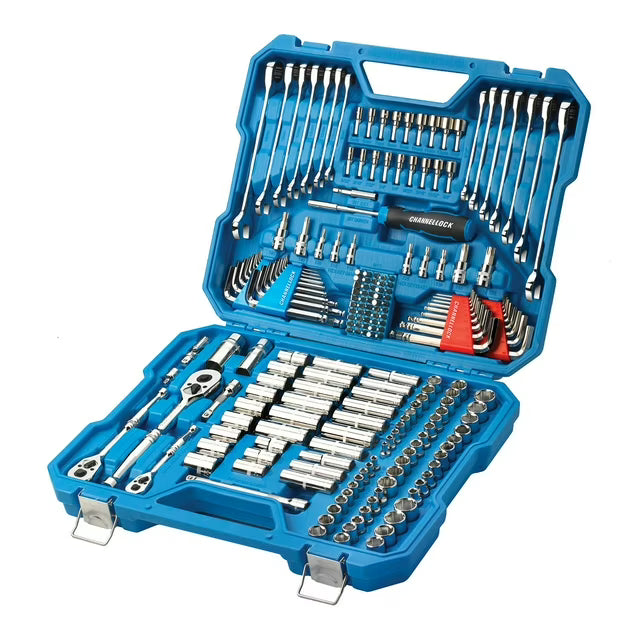Channellock 225pc Professional Mechanic's Tool Set SAE & Metric Ratcheting Wrenches 1/4, 3/8, 1/2 inch Drive Sizes