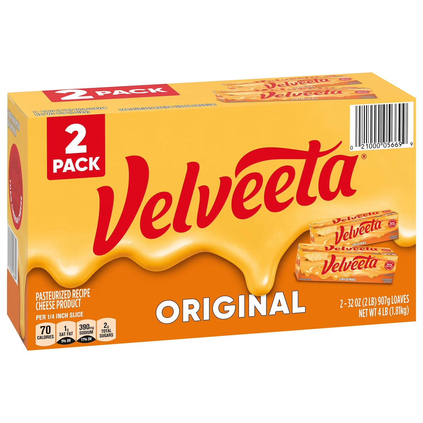 Velveeta Original Pasteurized Cheese Loaf 32 oz., 2 ct.
