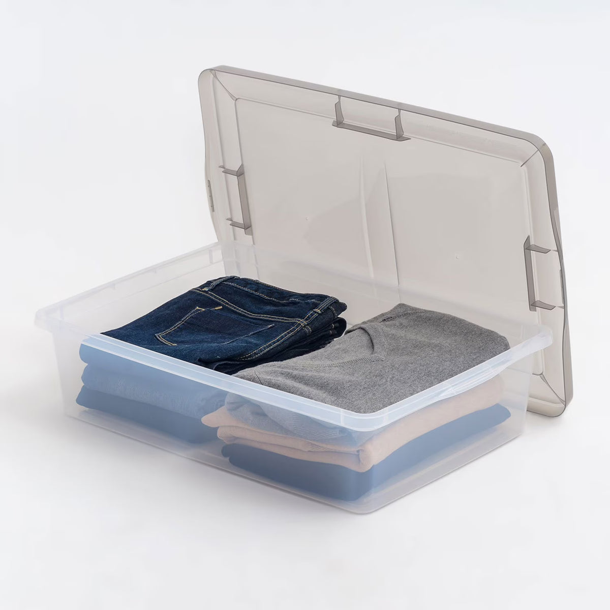 IRIS USA, 28 Quart Underbed Snap Lid Clear Plastic Storage Container, 16.25" W x 24" L x 6" H, 6 Piece Set
