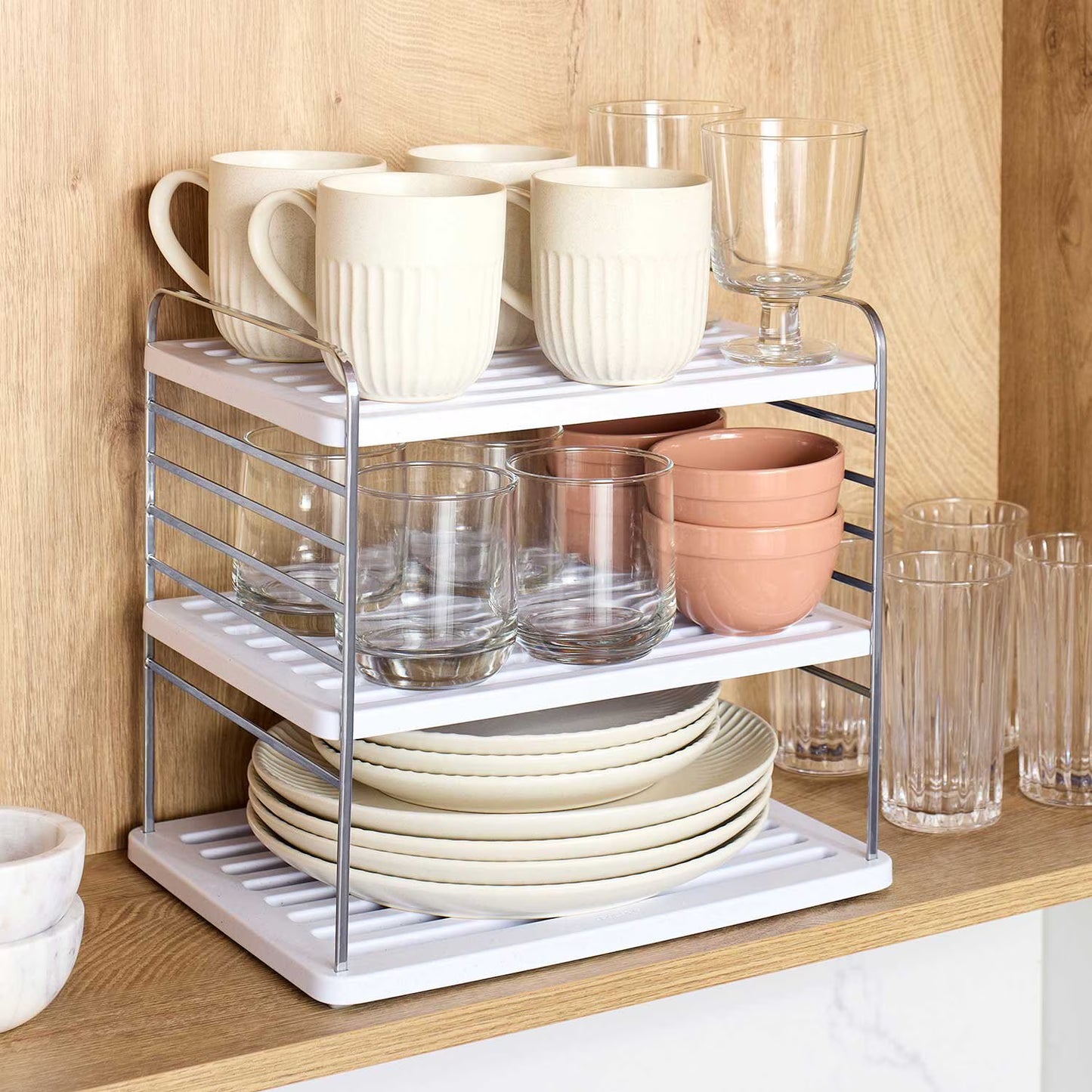 YouCopia Bottle Mug and Plate Organizer, 2-Piece Set
