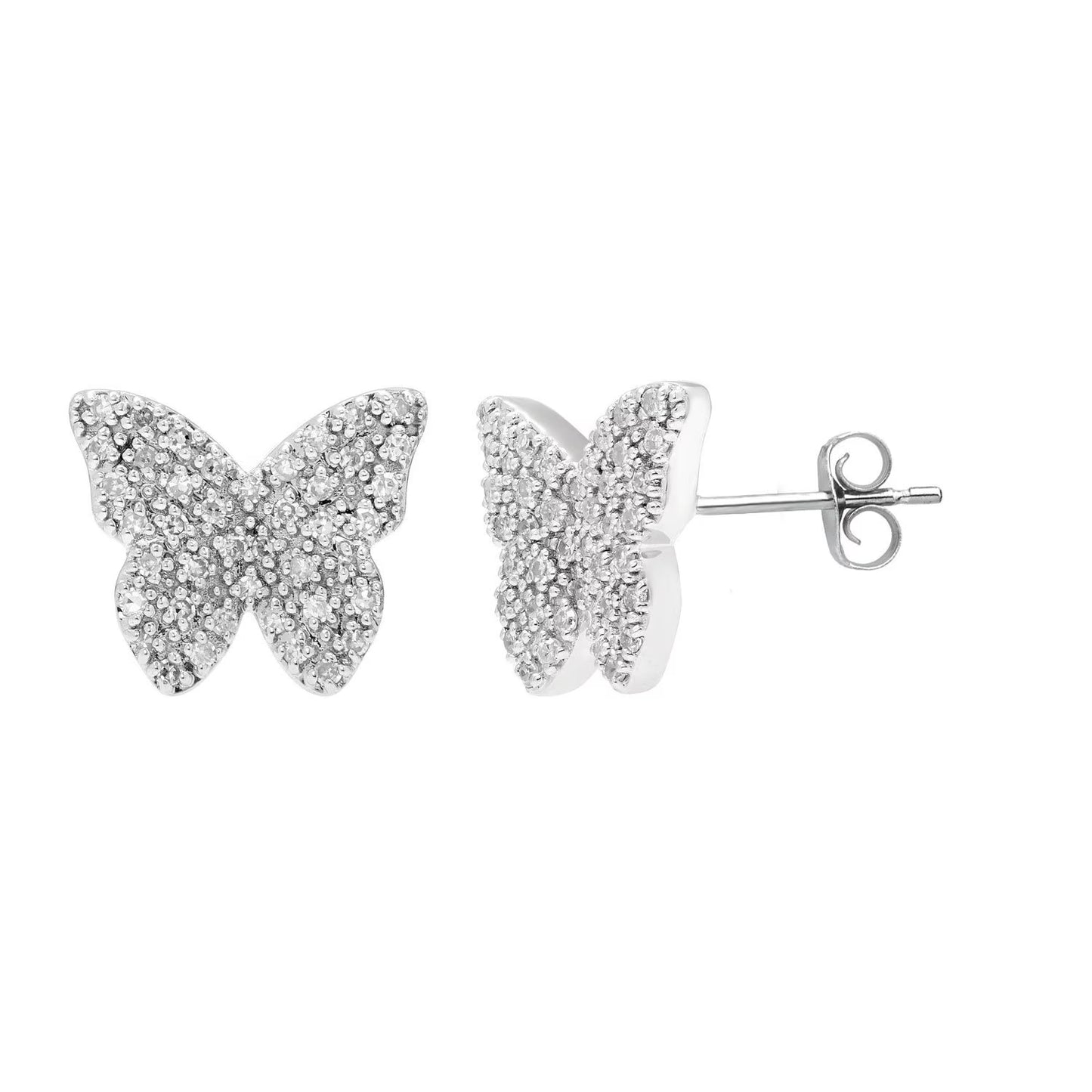 Diamond Stud Earrings in Sterling Silver