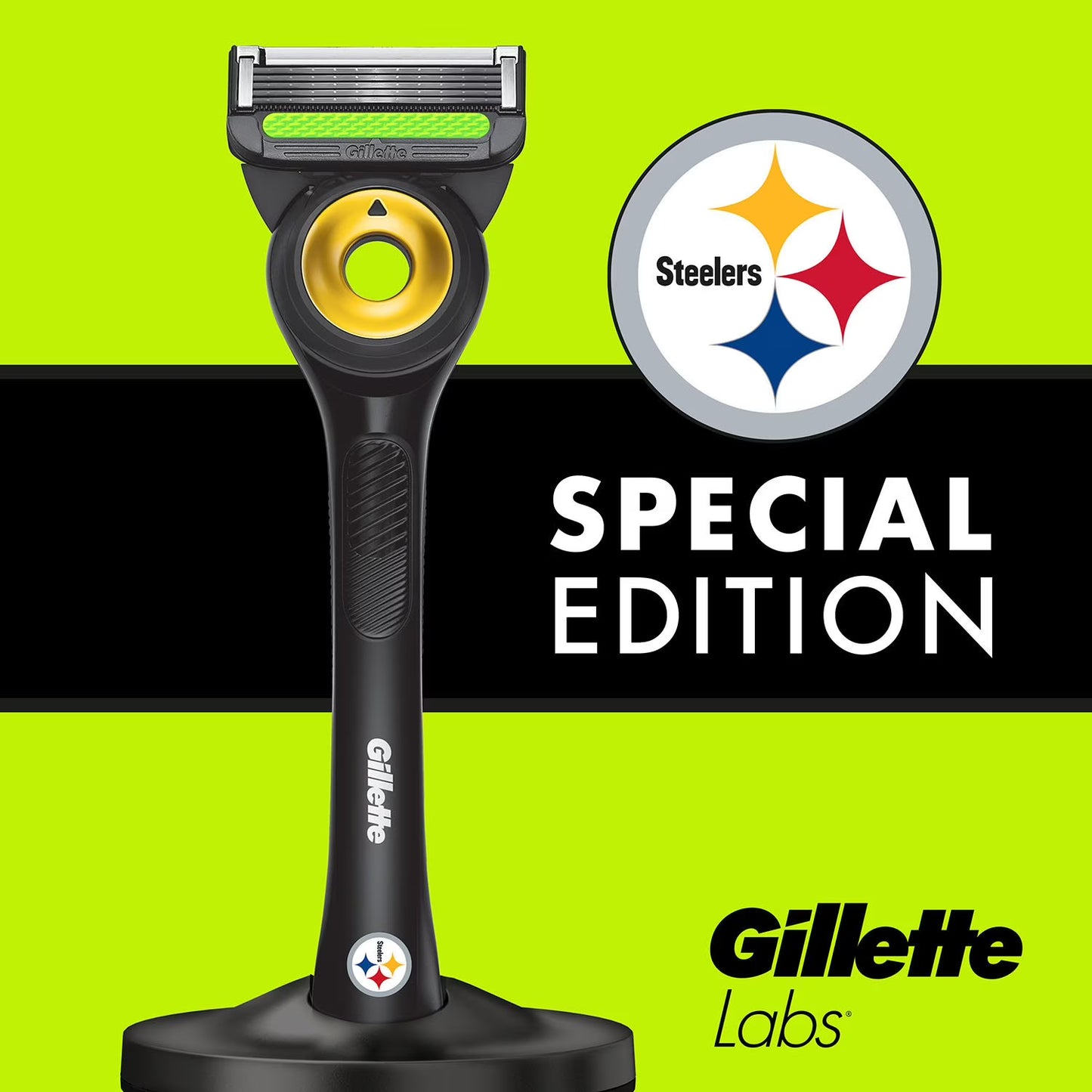 Gillette Labs NFL Pittsburgh Steelers Men's Razor, Handle + 8 Cartridges