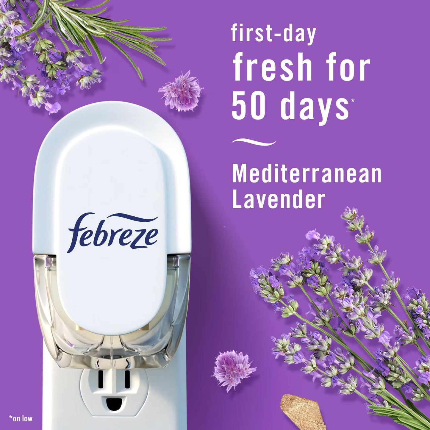 Febreze Plugs Air Freshener Refills, Mediterranean Lavender + Downy April Fresh, 5 refills