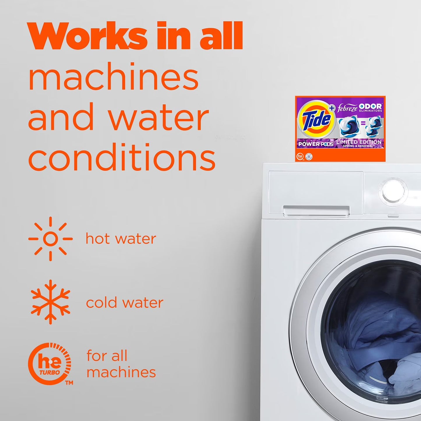 Tide Power PODS with Febreze Laundry Detergent Pacs, Spring & Renewal, 72 ct.