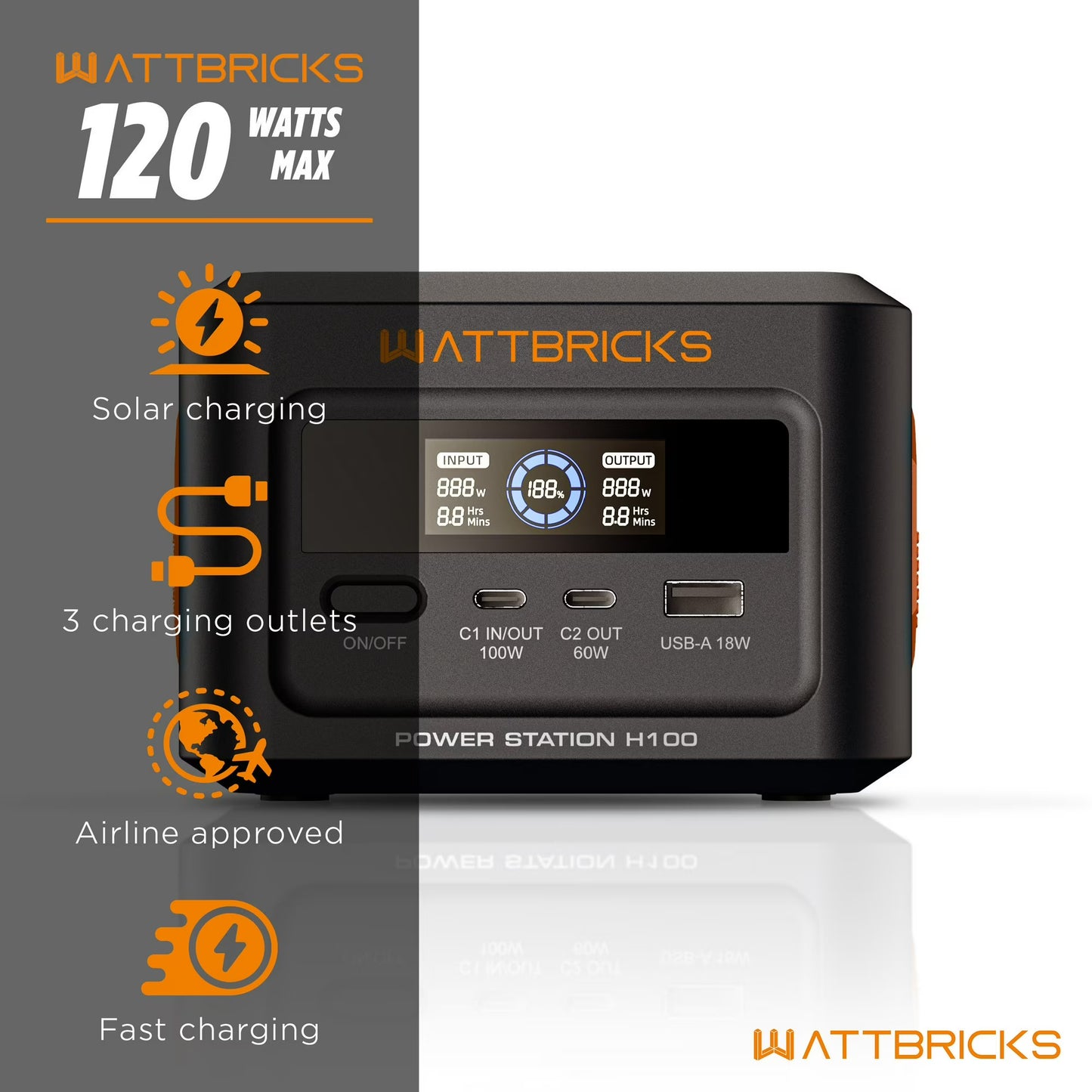 Wattbricks Energy 120-Watt Peak With 99.2Whr Portable Power Station