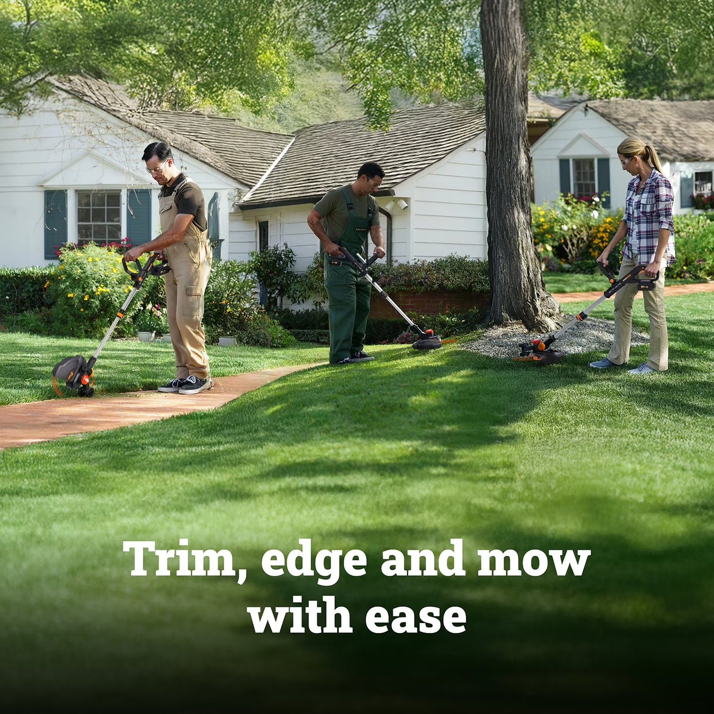 Worx WG941 20V Brushless Cordless Battery Powered Leaf Blower + 3 in 1 String Trimmer Edger & Mini-Mower Combo Kit Battery and Charger Included