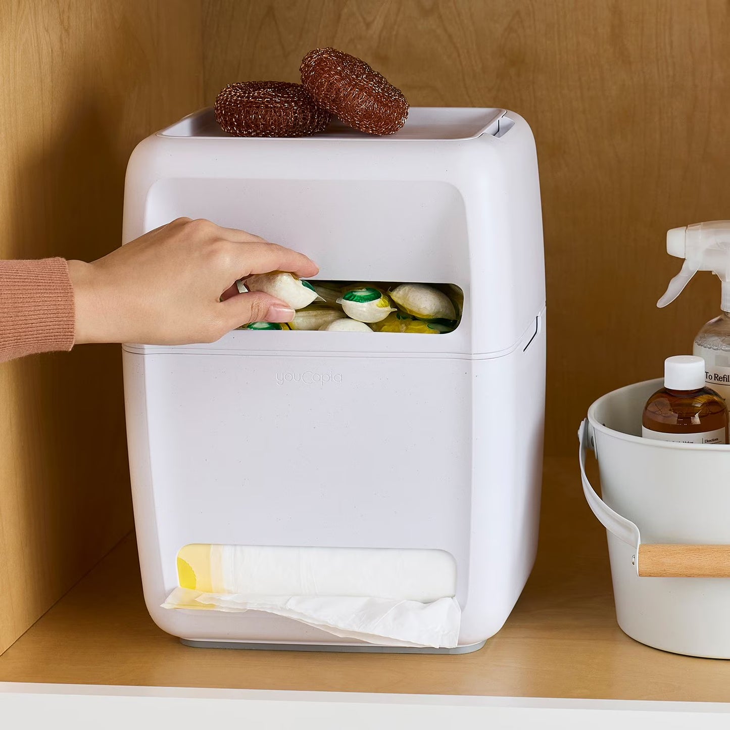 SinkSuite 2-in-1 Under Sink Trash Bag and Dish Pod Organizer