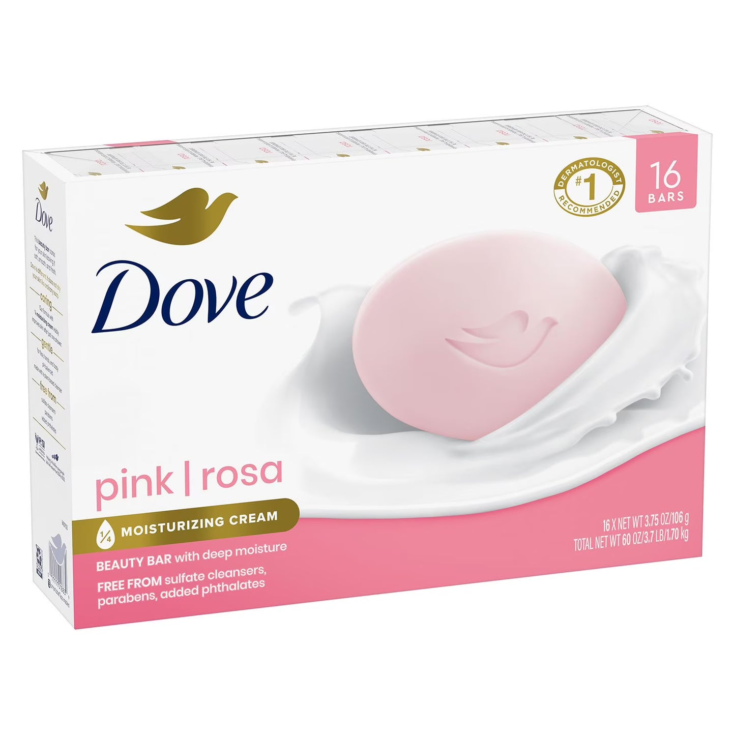 Dove Beauty Bar Soap, Pink, 3.75 oz., 16 ct.