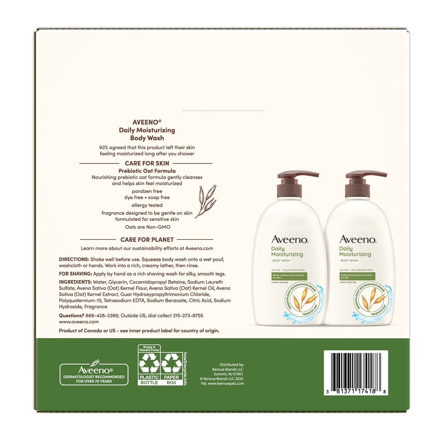 Aveeno Daily Moisturizing Body Wash, 33 fl. oz., 2 pk.