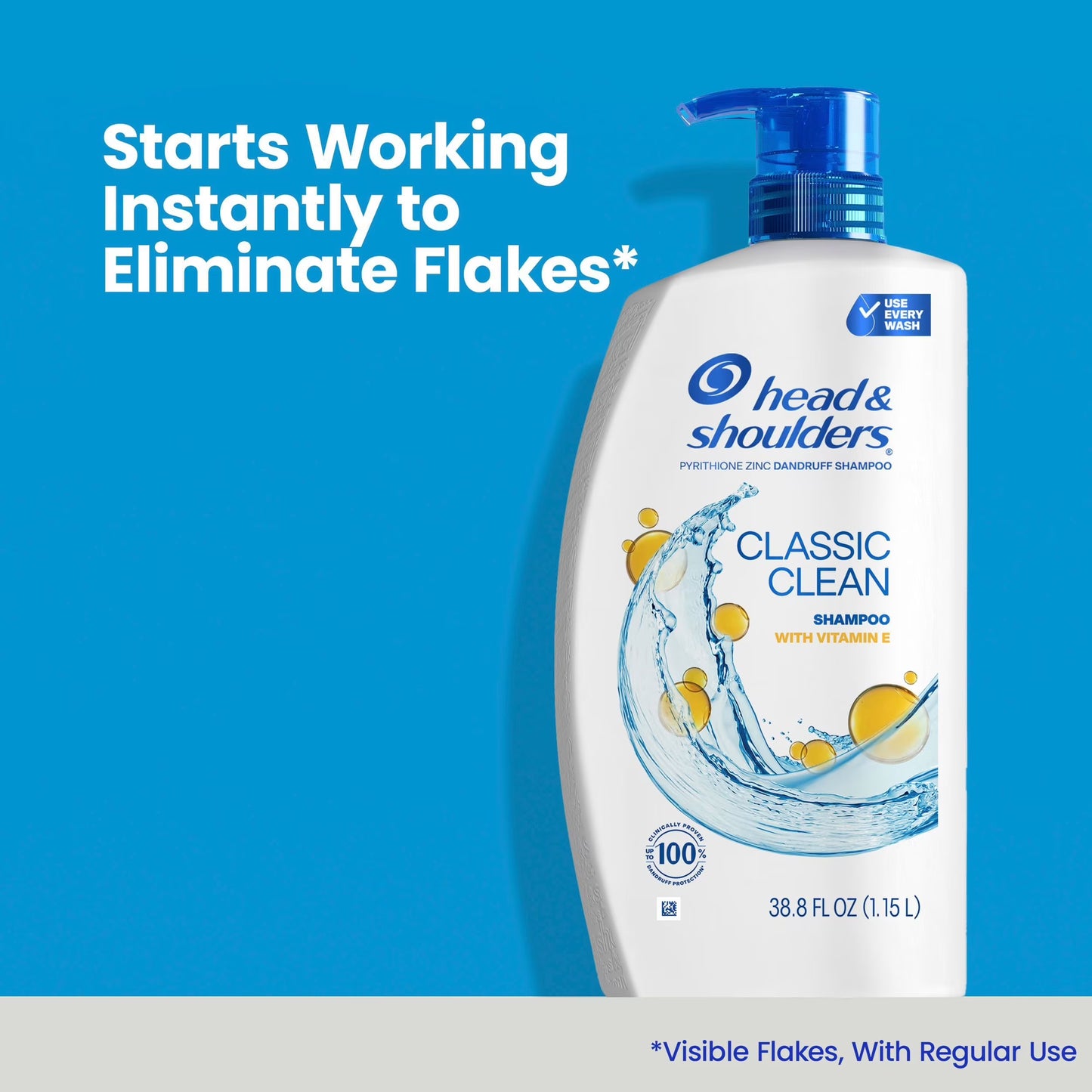 Head & Shoulders Classic Clean Anti-Dandruff Shampoo, Vitamin E, Flake Protection & Itch Relief, 38.8 fl. oz