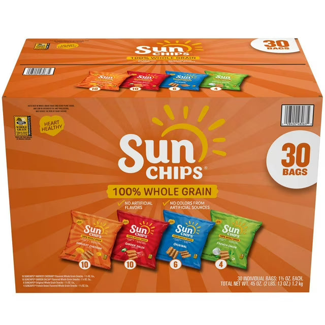 SunChips Whole Grain Variety Pack Chips, 30 pk.